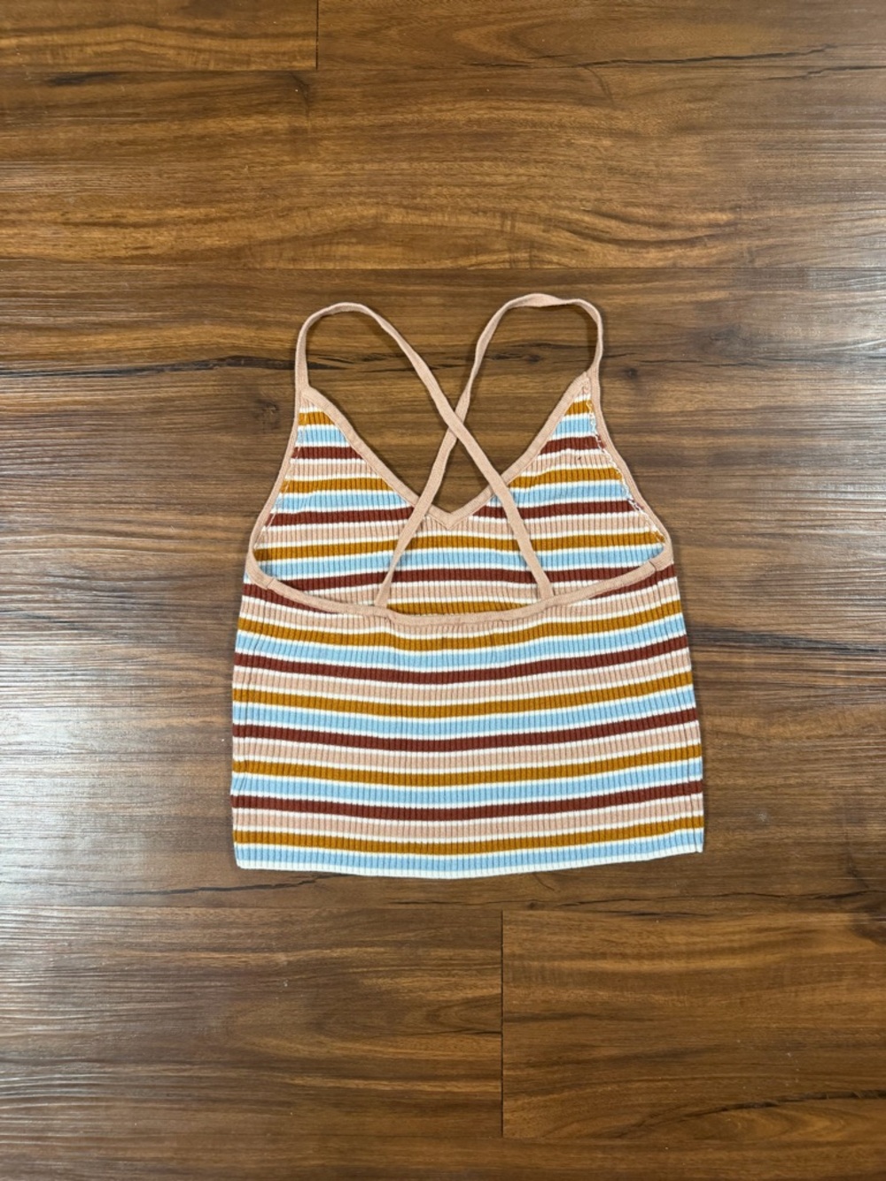 Kendall & Kylie Ribbed Stripe Tank Top in Blue, Rust, Mustard, Pink, White - Picture 2 of 3